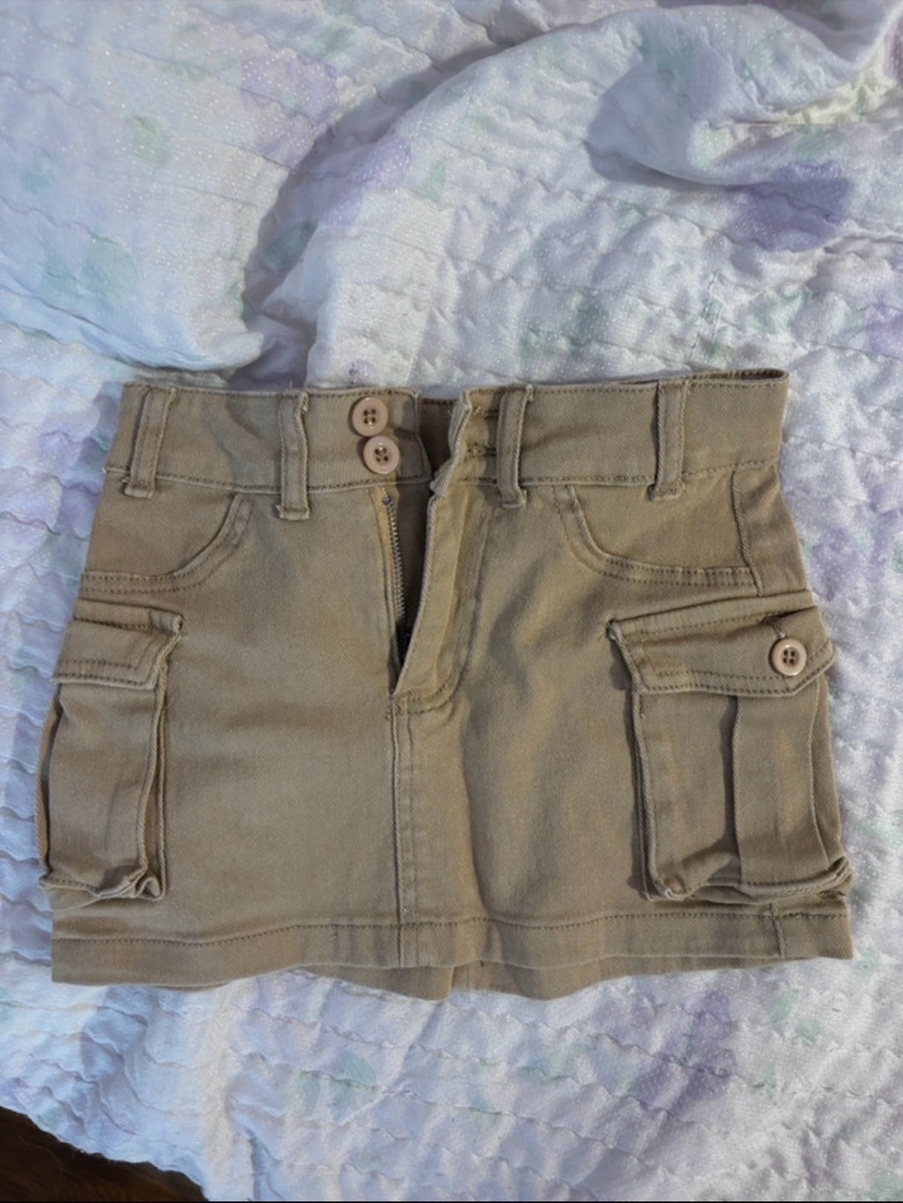Khaki Cargo Mini Skirt